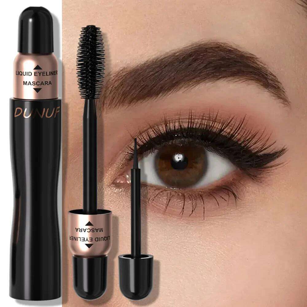 DUNUF 2-in-1 Mascara Eyeliner Set Sdge-Proof LengtheningCurling & Volumizing