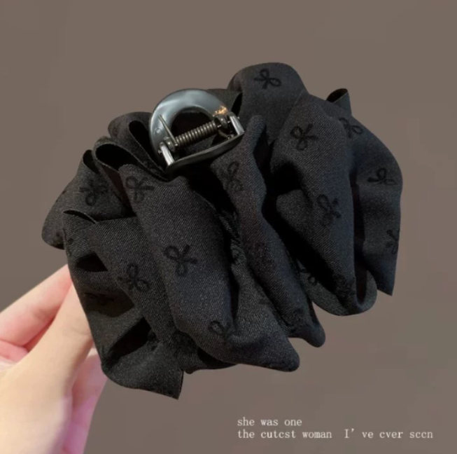 High-end black bubble bow hair clip large size plenty of hair back head updo shark clip hair accessory