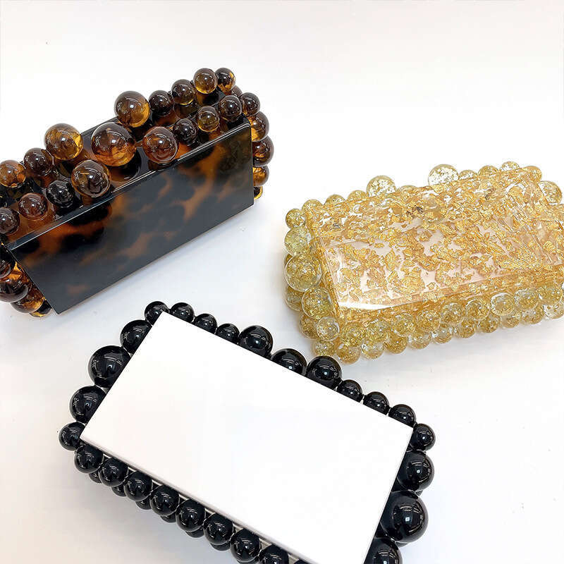 Designer Luxury Evening Diamond Trendy Acrylic Cloud Bead Clutch High-Quality Texture Crossbody Evening Chain Small Square Bag for Women