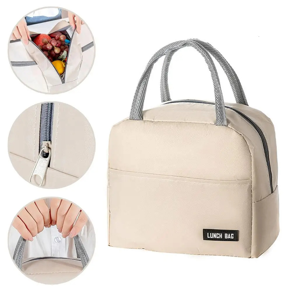 Lunch Bag Oxford Cloth Lunch Bag Insulated Lunch Box Bag with Leakproof Aluminium Foil Lining Mouth with Zipper 250723