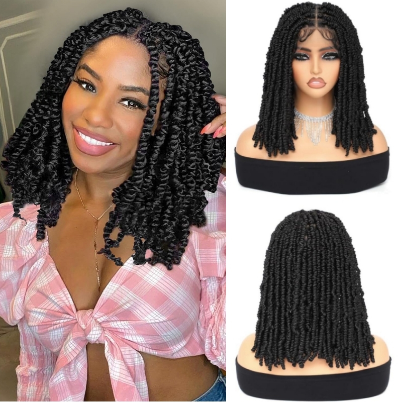 Cornrow Box Braids Hair Look Like Human Hair Wigs with Baby Hair Free Part Knotless Braids Twist Wig Long Burgundy Synthetic Lace Front Wigs Braiding 