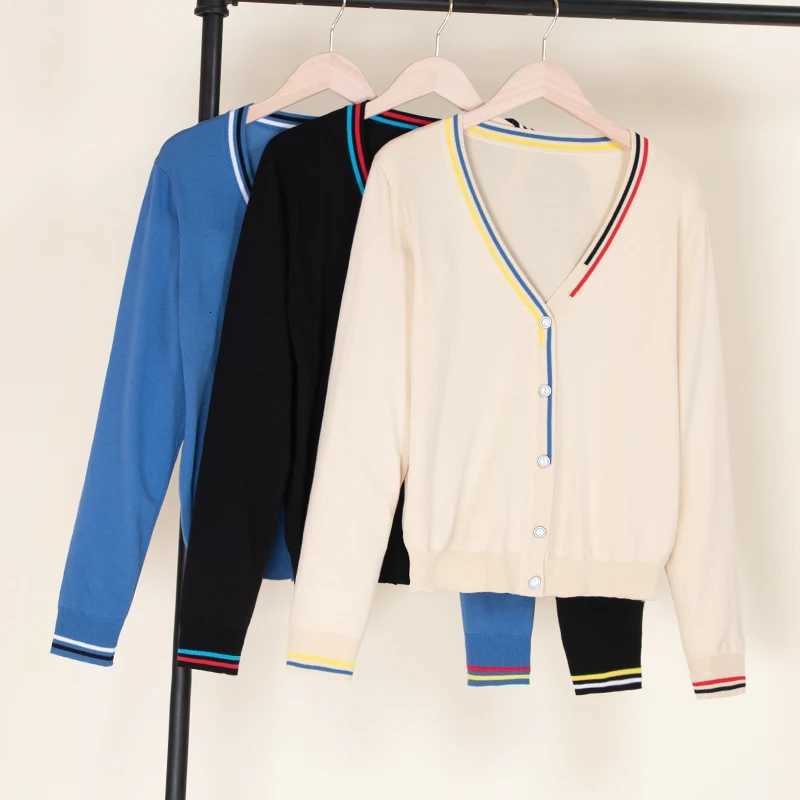 2023 Crochet Top Blouses Tricot Clothing Cropped Korean Fashion Style Cardigan Female Knitted Ladies Sweaters Black Outerwear X2507241