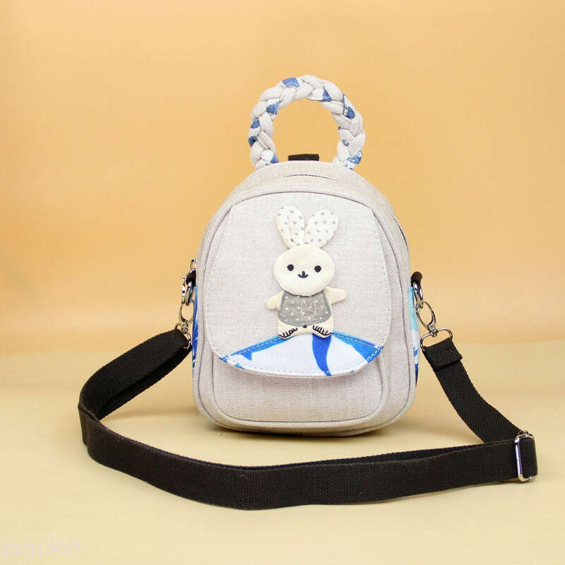 Cute Fresh Cartoon Bunny Fabric Lightweight Backpack Versatile Crossbody Hanfu Mini Bag 2213
