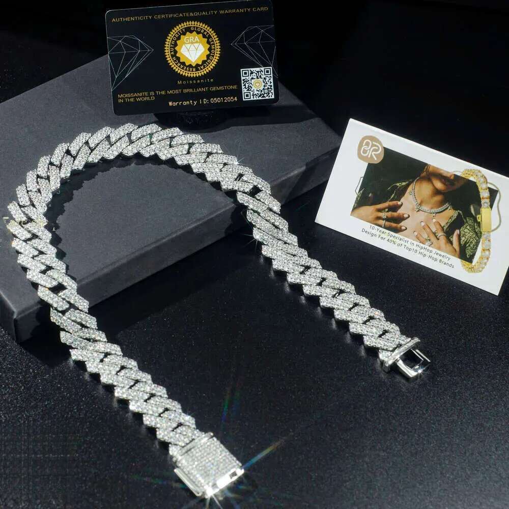Moissanite Cuban Link Pendant Necklaces Designer Miami14mm Chain for Men Fine Jewelry Pass Dia Tester Iced Out Sterling Sier Necklace