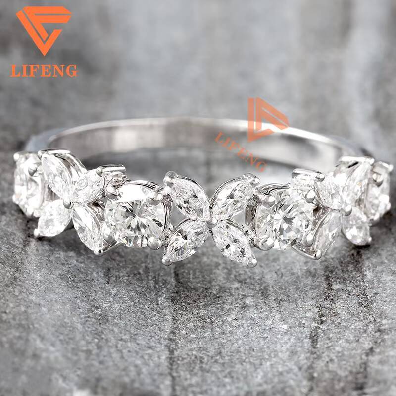 Lifeng Jewelry Custom Luxury Design Wedding Engagement 925 Silver with 1ct Gems Round Baguette Cut VVS Moissanite Fine Ring