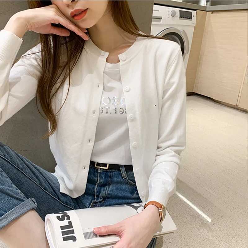 Knit Cardigan Women Spring Autumn Long Sleeve Sweater Coat Black White Beige Green Cardigan Top Female X250724