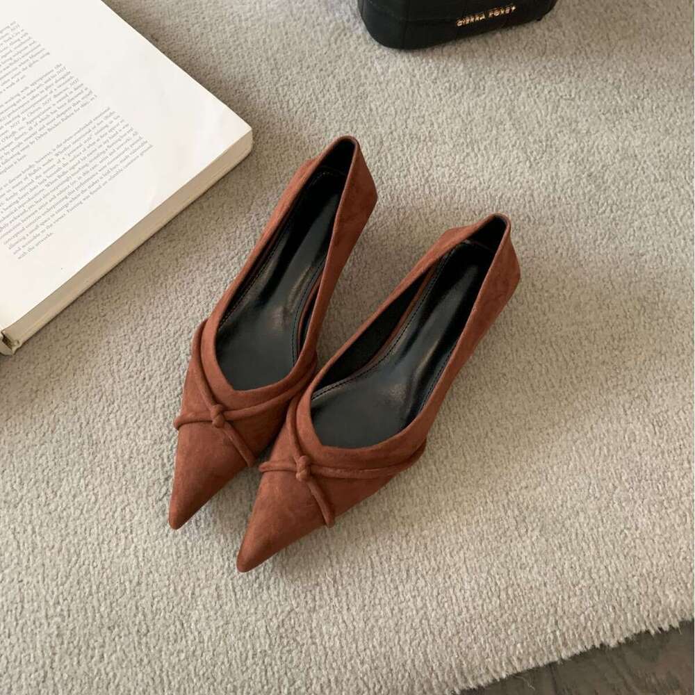 High Thin Heels High-end Cross Strap Single 2025 Spring Style Women Suede Comfortable Soft Sole Work Shoes