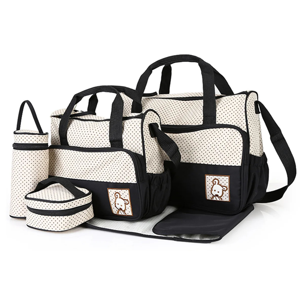 5Piece Mommy Bag One Shoulder Oblique Straddle Mother Baby Bun Diaper Bag 250724