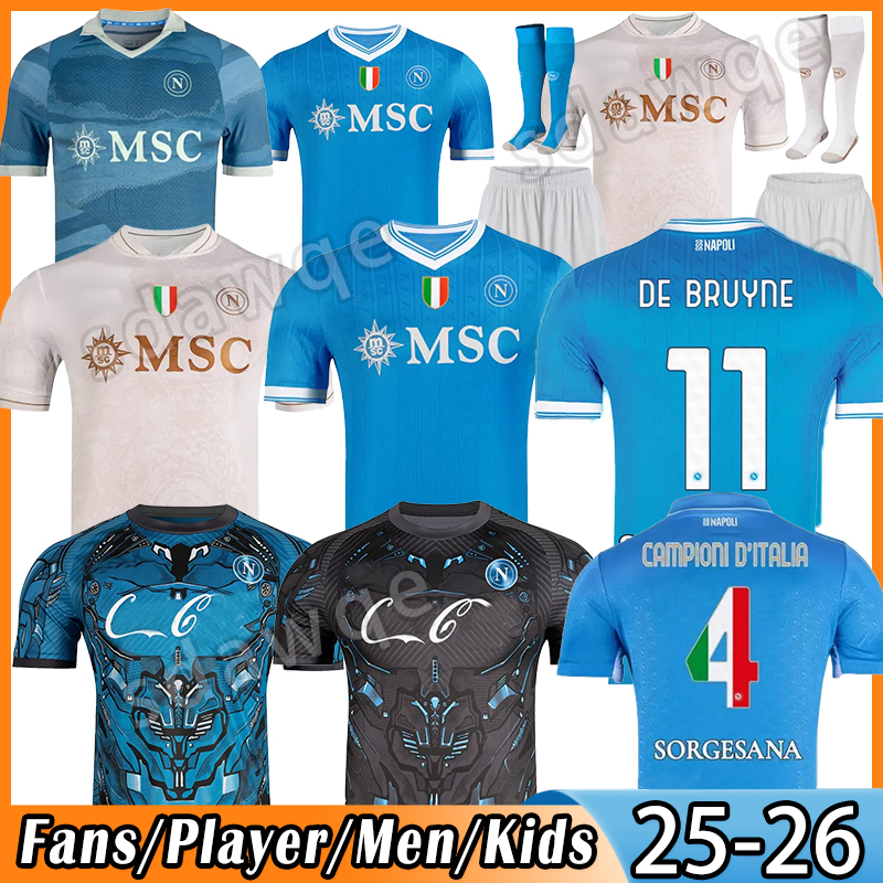 3XL 4XL Maglia DE BRUYNE Napoli Jersey Limited Edition soccer jerseys lukaku 2025 2026 McTominay Gilmour BUONGIORNO home 24 25 26 men Kids kit football shirts