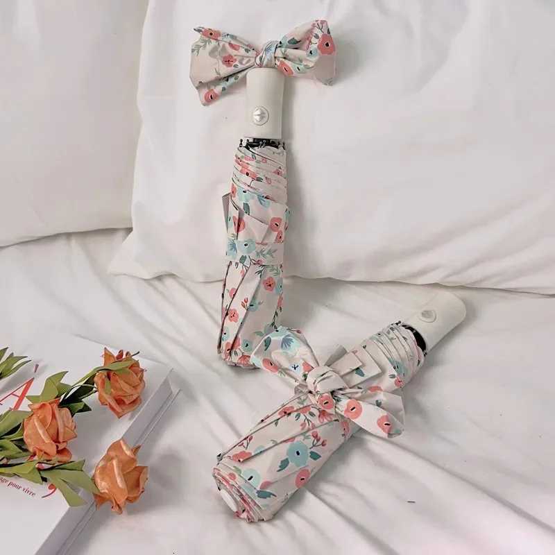 Fresh Flowers and Rain Dual-purpose Parasol Automatic Umbrella for Women with High-end Ultraviolet Sun Protection Sun Umbrella R250724