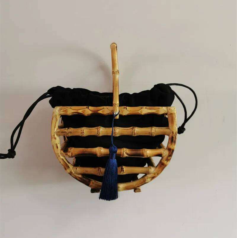 Women Bags Designer Half Month Tassel Woven Bamboo Ing Hollow Bag Clutch Bali Beach Holiday Moon Handbag