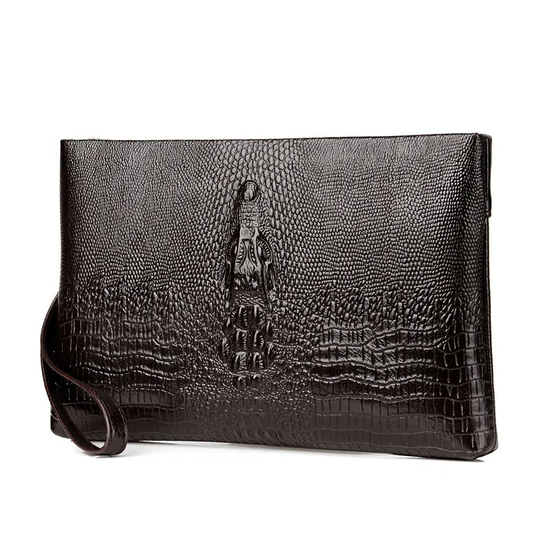 Men Clutch Bag Fashion Long Wallet Men Leather Double Zipper Business Purse Black Brown Casual Male Handy Money Bag 250723