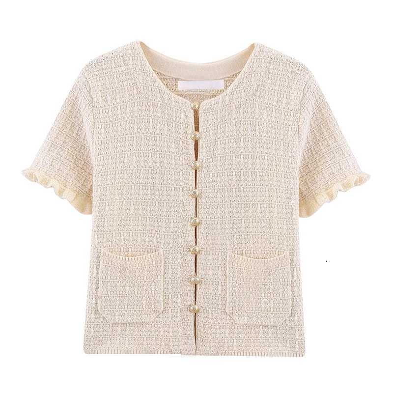 YENKYE European and American Style Fashionable Versatile Knit Cardigan Women Front Button with Pockets Short Sleeve Summer Top X250724