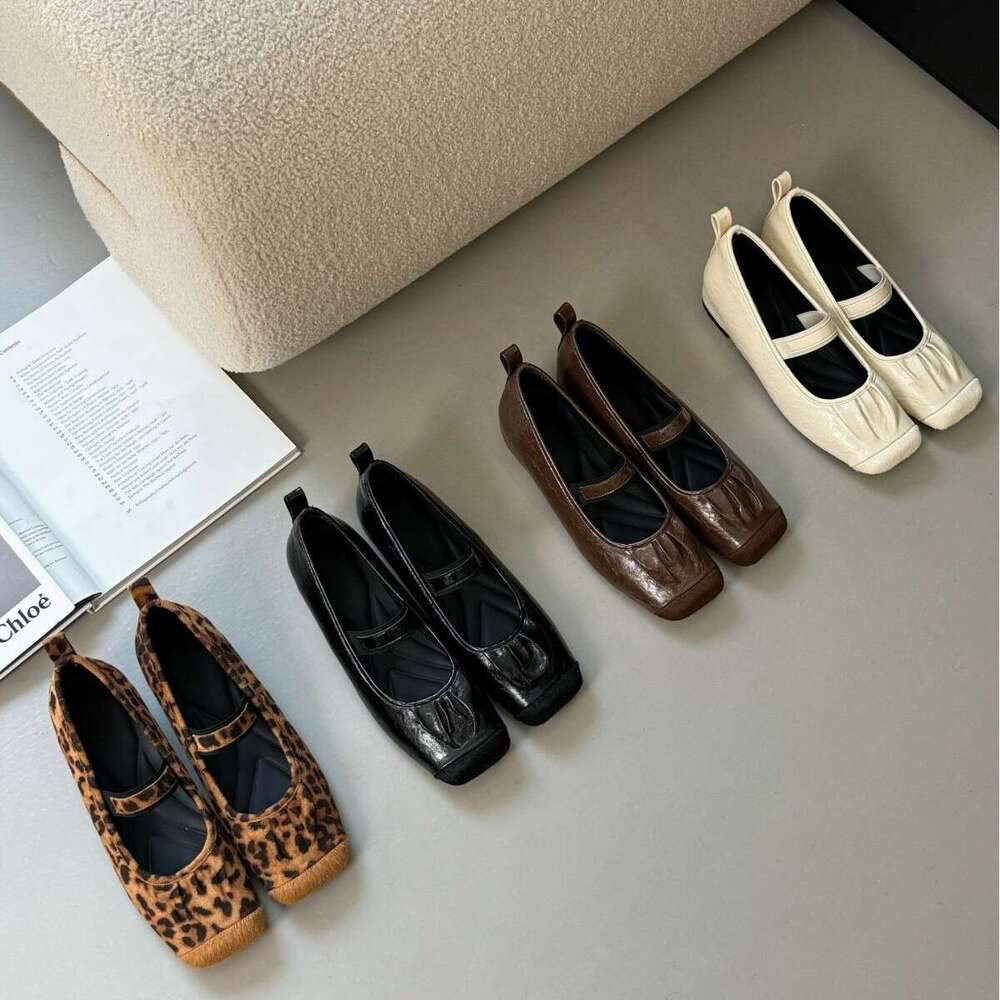 French Style Square Toe Mary Jane for Women, Flat Thick Heel, New Soft Leather Low Heel Single Shoes, Shallow Mouth Fashion Women's Shoes