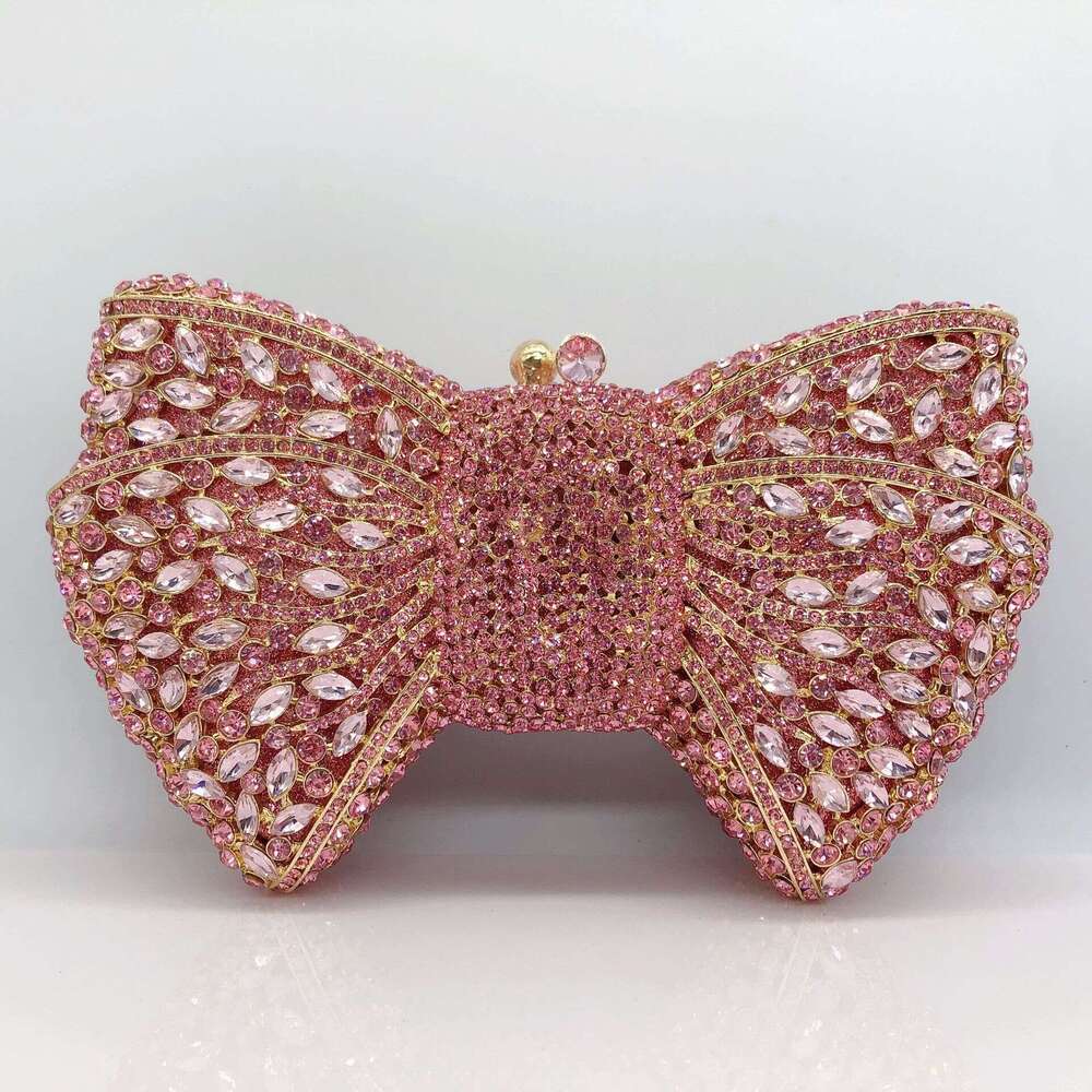 Designer Luxury Evening Diamond Premium Bowknot Diamond-Studded Evening Banquet Dress Rhinestone Women's Bag New Bow Clutch