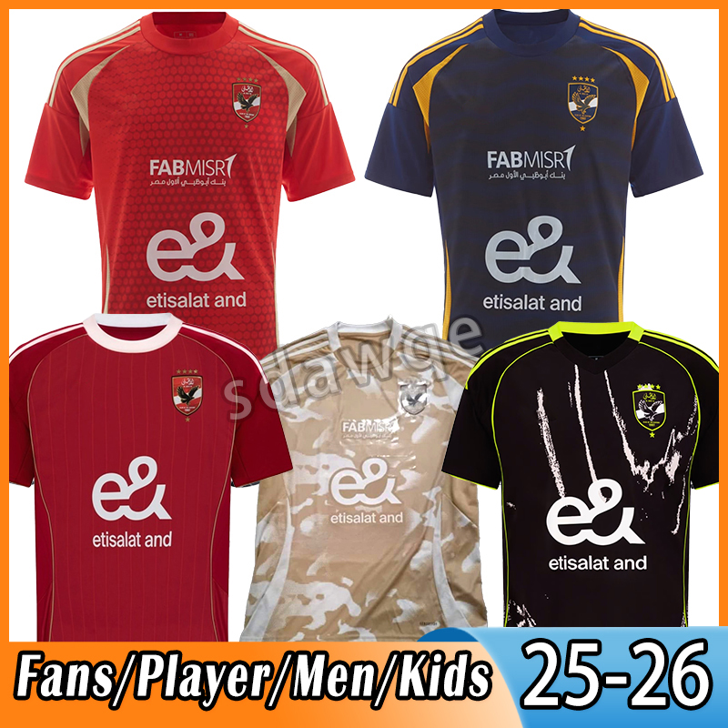 25 AL Ahly Egypt AFSHA Mens Player Soccer Jerseys 2024 2025 2026 A.ELSOLIA H.ELSHAHAT MAALOUL Home Away Football Shirts Short Sleeve Adult Uniforms