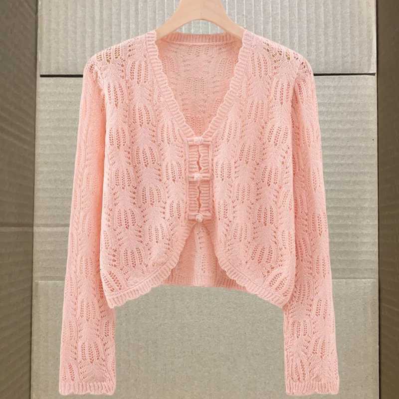 2025 Summer New Long-Sleeved Short Hollow Sunscreen Shawl Womens Thin And Light Cardigan X250724