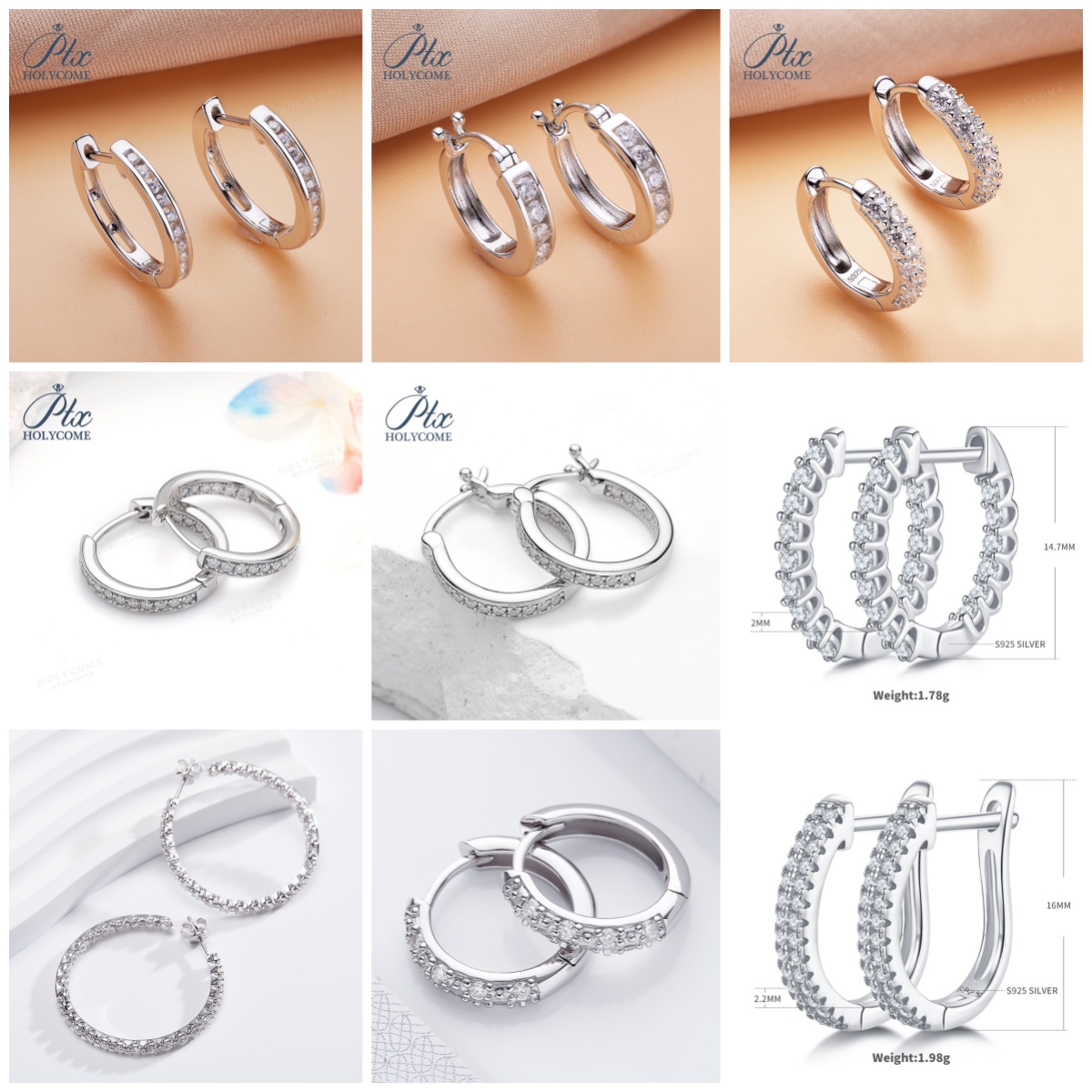 Popular Moissanite Earring 30mm 925 Sterling Silver Circle Hoop Earrings Simple Big Circle Gold Plated Hoop Earrings for Women Wedding Party Gift