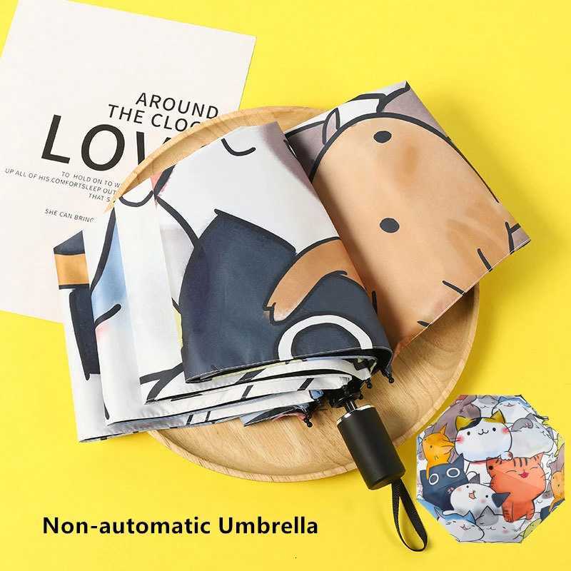 Women Automatic Umbrella Cartoon Cat Claw Automatic Folding Travel Umbrella Black Coating Sunscreen Girls Kids Umbrella Paraguas R250724