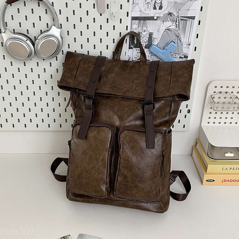 High-end PU Leather Backpack Men, New Trendy Brand, Large Capacity Travel Backpack, Casual Student School Bag, Laptop Bag for Women