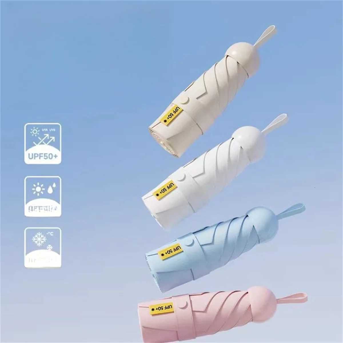 6-Ribs Sun Umbrella Portable Mini Umbrella Sun Protection Capsule Umbrella Parasol with Box UV Folding Pocket Umbrella R250724