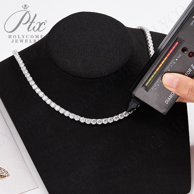 Hip Hop Tennis Link Necklace For Men Women 925 Sterling Silver Iced Out Bling Moissanite Stone Fashion Jewelry 6.5MM Fine Tennis Chain Valentine Gift