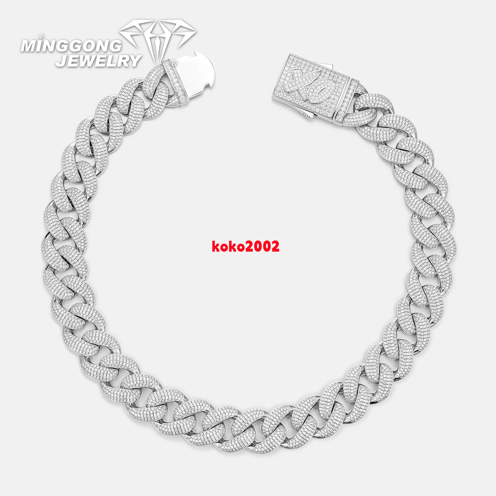 Custom Factory 20mm Four Rows Moissanite Cuban Link Necklace Hiphop Style for Men Women Passes Diamond Test for Men Women
