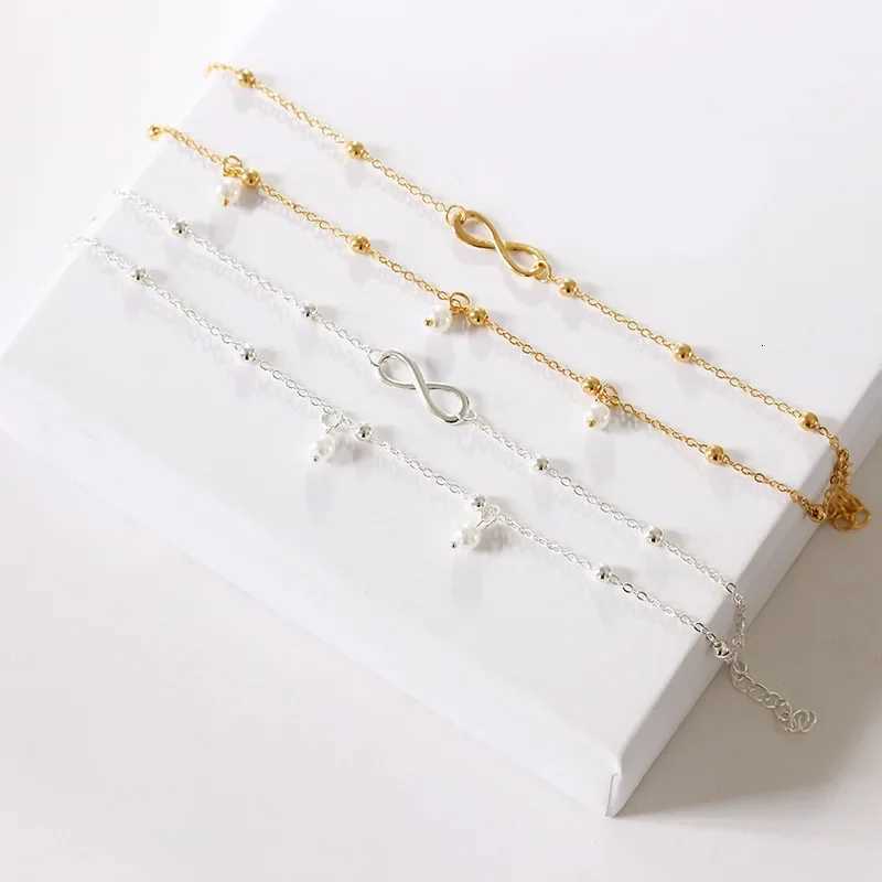Boho Silver Plated Shiny Chains Anklet for Women Girls Friendship Beach Foot Jewelry Leg Bracelet Barefoot Tobillera De Prata S250723