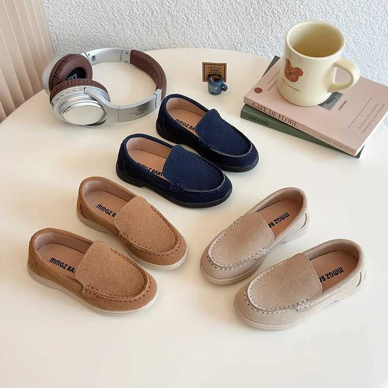 Spring Kids Loafers Suede Minimalist Trendy Unisex Boys Girls Leather Shoes Versatile Slip-resistant Solid Color Children Shoe XJ250724