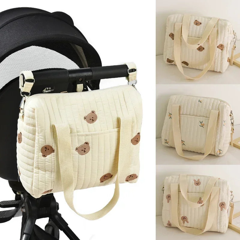 ute Bear Baby Stroller Nappy Bag Korea Embroidery Flower Mommy Soft Maternity Shoulder Pack Portable Diaper Organizer 250724