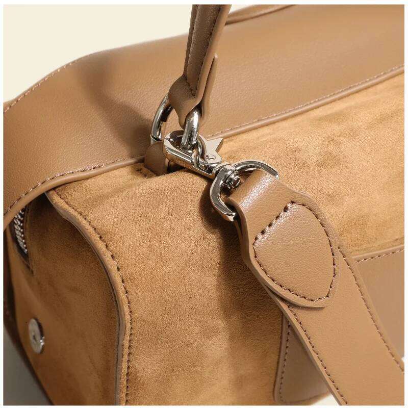New Collection Coffee Color Pillow Tote 2 Sizes Matte Suede Cow Leather Women Shoulder Bag Daily-Use Winter Handbag