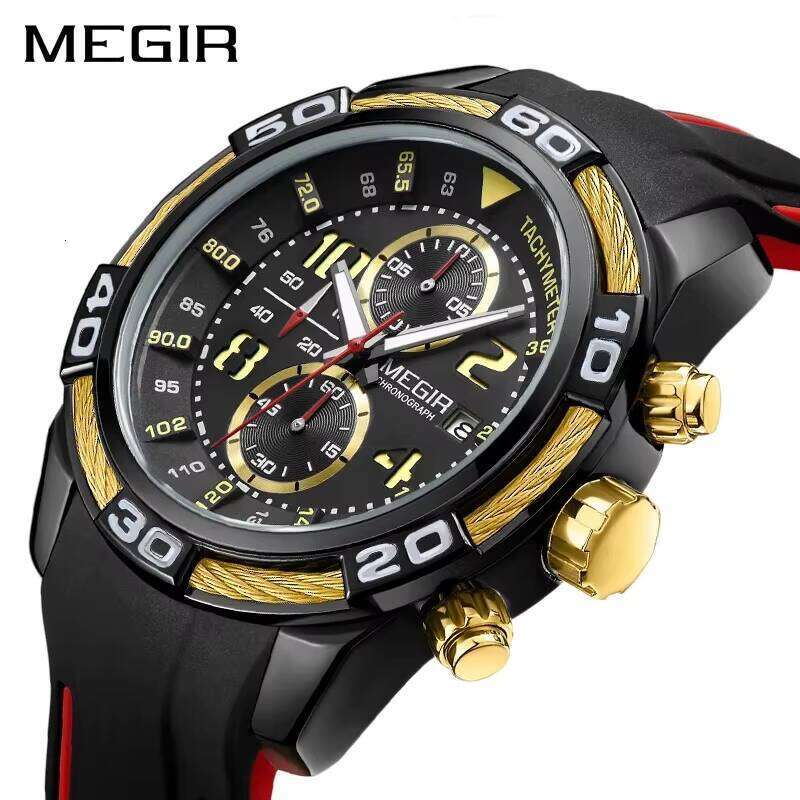 MEGIR Men's Creative Sports Watch - Chronograph, Waterproof, Luminous, Silicone Strap