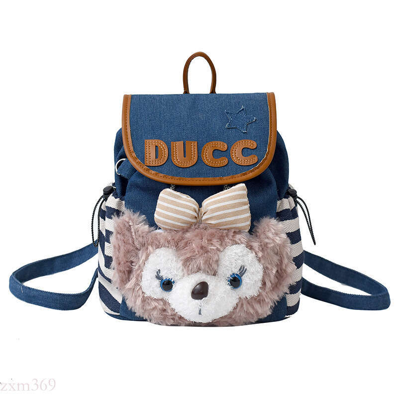 Niche Cute Cartoon 2025 New Simple Denim Backpack for Female College Students Class Bag Trendy
