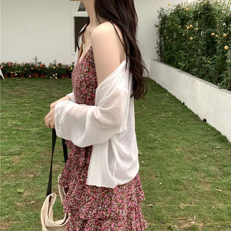 White Cropped Cardigan Women 2024 Spring Summer Short Mesh Open Stitch Cardigans Woman Lightweight Breathable Beach Crop Top X250724