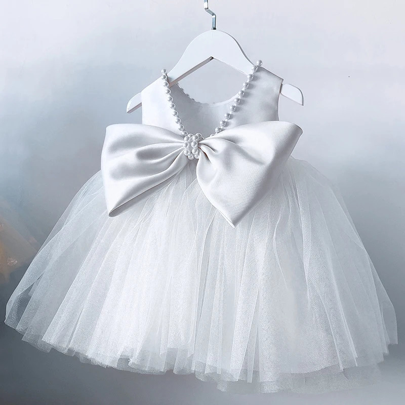 Toddler Girls 1st Birthday Clothes Backless Bow Cute Baby Baptism Gown Kids Wedding Party Elegant Princess Dress for 250715