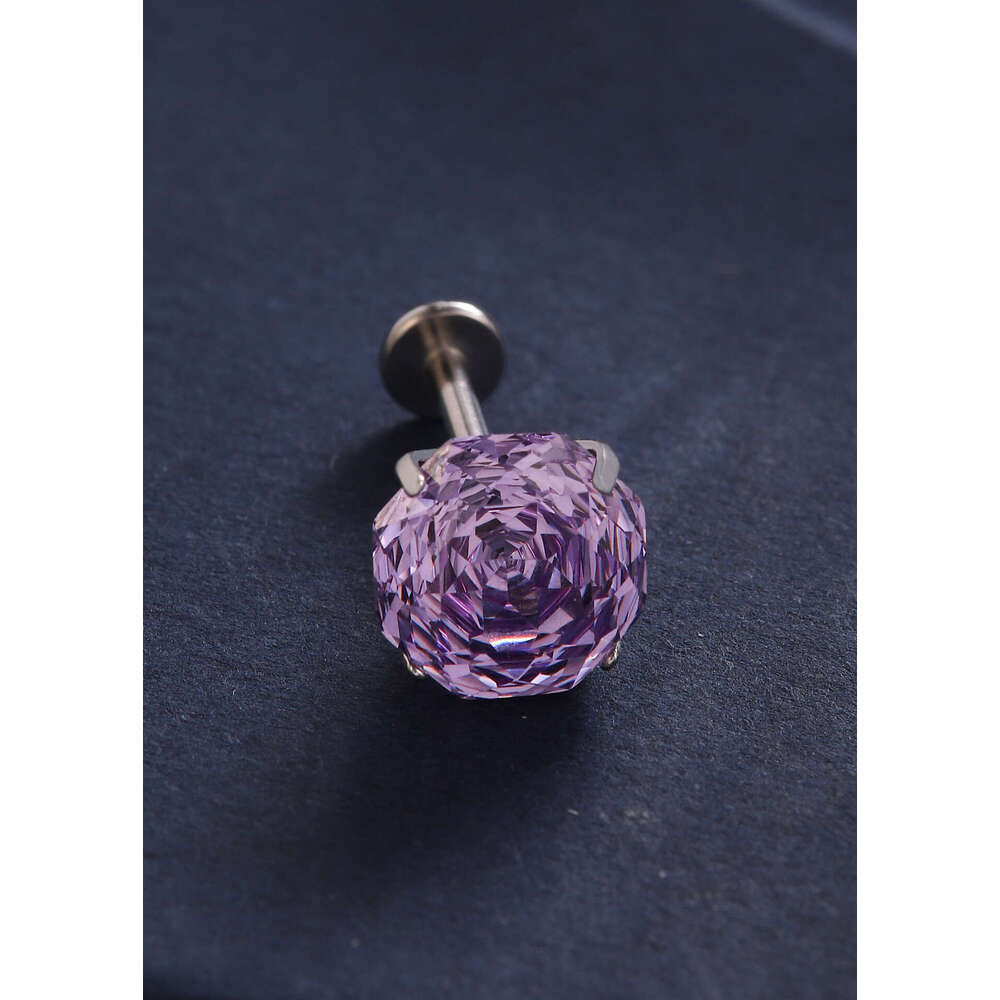 Octagonal Millennium Rose Cut Crystal Zircon Earrings for Women High-end Lip Body Piercing Jewelry Ear Bone Stud