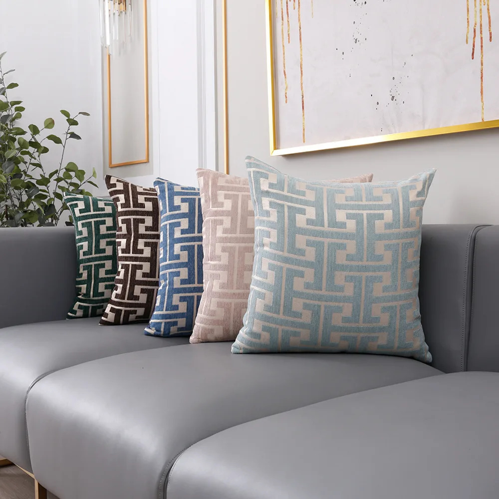 Luxury Jacquard Pillow case Geometric Patterned Sofa Lumbar Pillow Covers For Spring Summer Autumn And Winter Seasons 250724