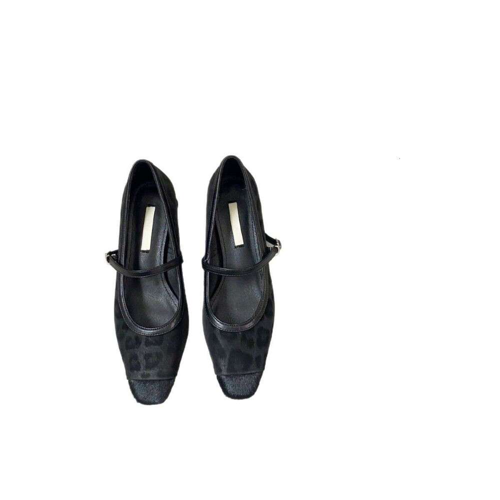 2025 New High Heels Chunky Heel Spring Autumn One Strap Square Toe Korean Style Lady Commuter Mary Jane Shoes
