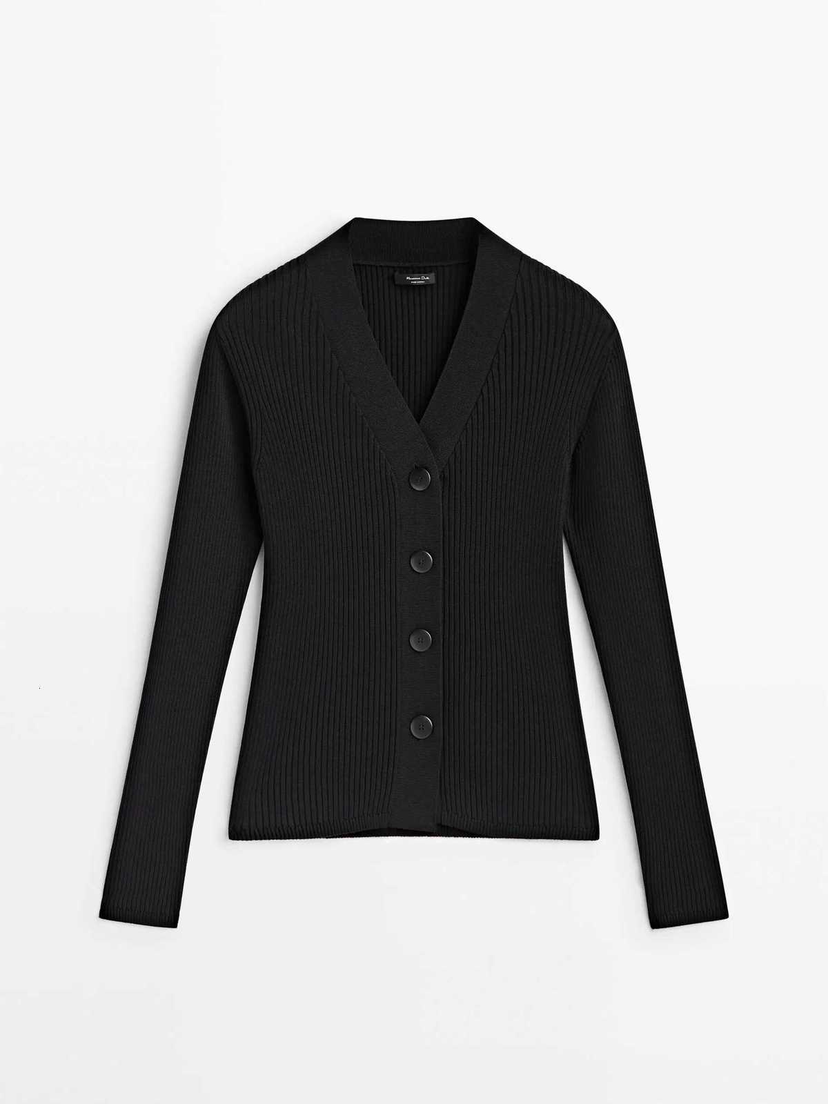 Ethereal MD 2025 massidutti spring new style of fashion Small fragrance very simple body with button rib knit cardigan X250724