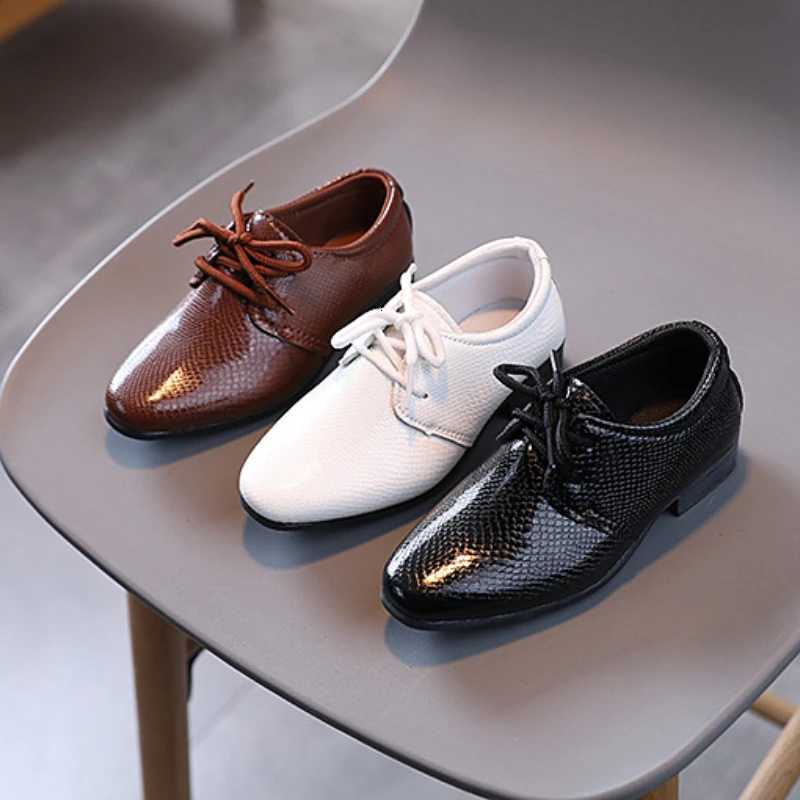 2023 Boys Leather Shoes Spring Autumn Lace-up Performance Flats Comfortable Soft Sole Kids Shoes Fashion Wedding Shoes Loafers XJ250724