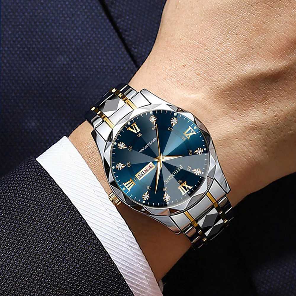 Mens Luxury Waterproof Watch Date Calendar Quartz Watch Fashion Business W250724