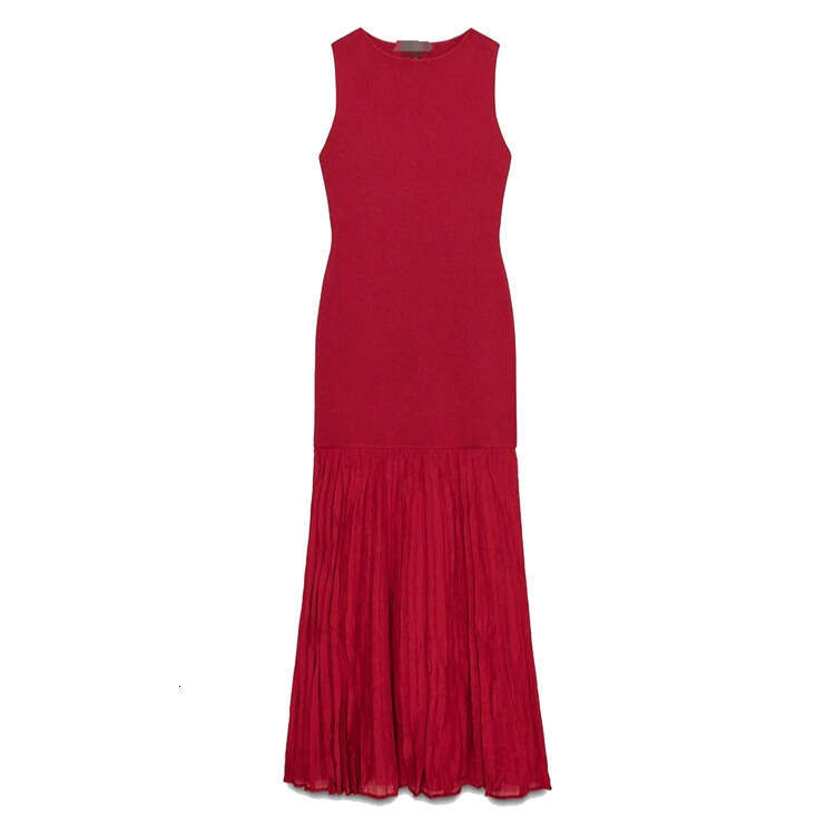 TRAFZA Style Women's Simple Elegant Knitted Sleeveless Long Dress B5