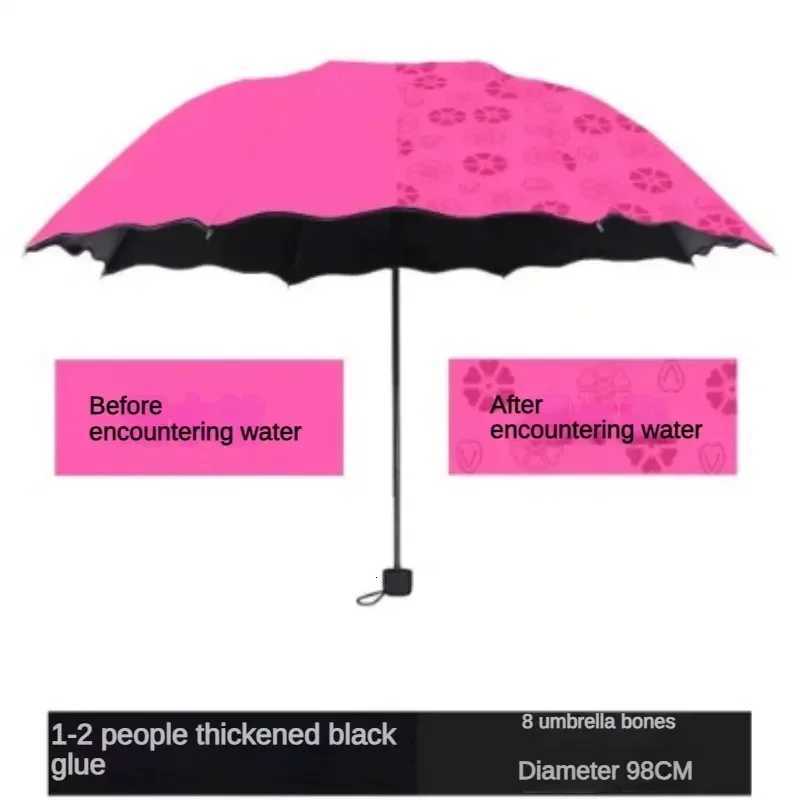 1-2PCS Portable Creative Water Flowering Umbrella Manual Black Coating UV Protection Sun Rain Dual Use Folding Parasol R250724
