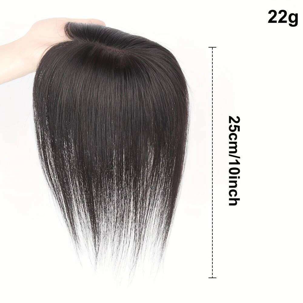 Human Top Piece Women Natural Black Bob with Bangs Full Coverage Invisible Seam Perfect for Restoration Hair