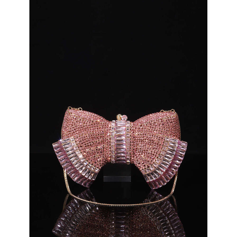 Designer Luxury Evening Diamond High-end Luxury Heavy-duty New Style Evening Bag Bowknot, Inlaid Diamonds, Handbag for Women with Rhinestone Chain