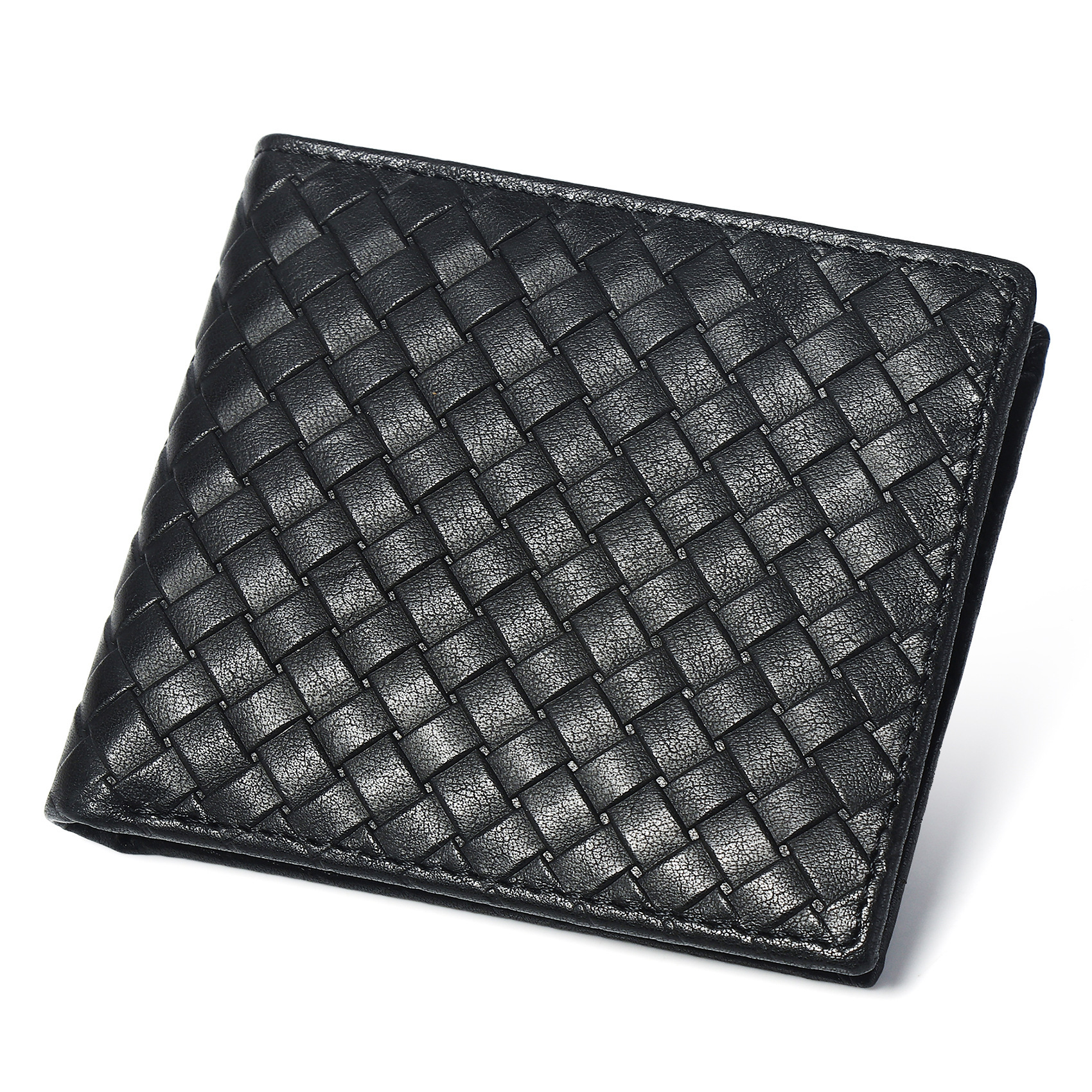 Free Shipping Designer Luxury Men's Genuine Leather Short Wallet RFID Anti-magnetic Anti-theft Multi-card Slots Cowhide Woven Pattern Coin Purse 