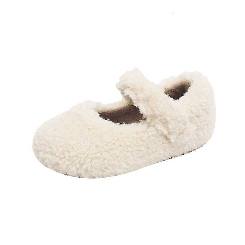 Winter New Children Flat Shoes Fur Cover Toe Light Warm Kids Casual Shoe 2024 Plush Warm Non-slip Leisure Comfy Boys Girls Shoe XJ250724