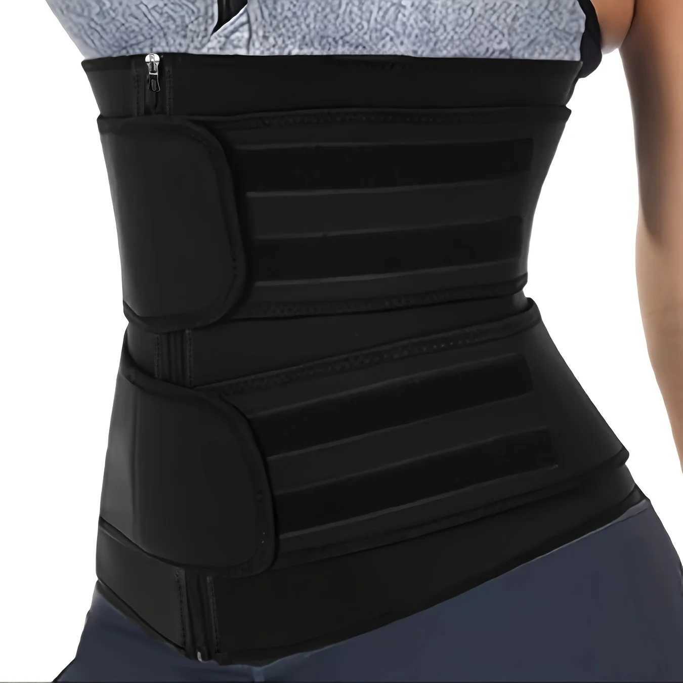 Womens Waist Slimming Belt Sweating Adjustable Zipper Reinforced Body Shaping Waist BeltW250724
