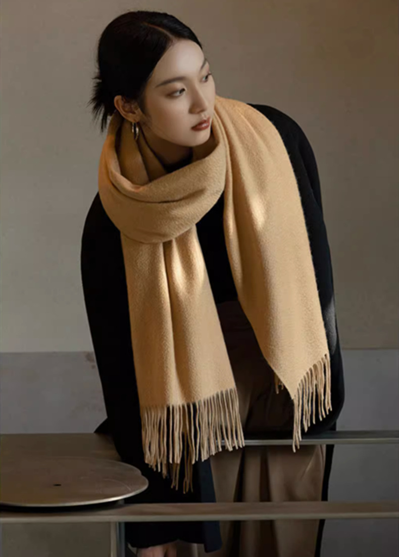 K1454 Solid color scarf winter hot sale imitation cashmere autumn and winter thickened high-grade wool ladies shawl