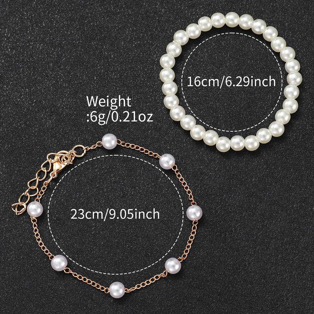 3pcs/set Fashion Women Leather Strap Quartz Watch and Pearl Bracelet Set W250724